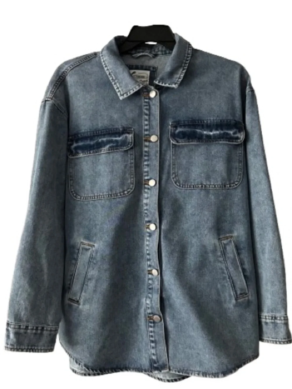 Stoosh Vintage Demin Man's L Blue Light Wash Denim Button Down Shirt Jacket Top - Picture 14 of 16
